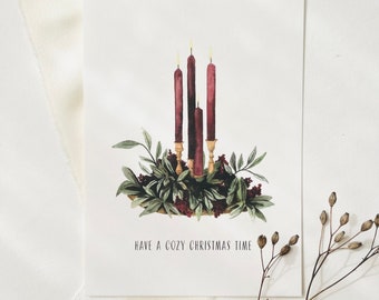 Christmas card | Advent arrangement | Postcard Christmas card Christmas card Watercolor hand-painted Christmas cards Postcard Advent wreath