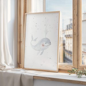Pósteres | Ballena feliz | Imagen cartel de la habitación de los niños cartel de la habitación de los niños cartel de animales ballena regalo niño regalo niña cartel cartel de los niños