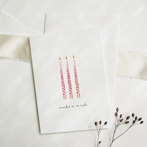 Acuarela de tarjeta de cumpleaños | Velas | Tarjeta de felicitación tarjeta de cumpleaños tarjeta de felicitación de acuarela regalo de cumpleaños