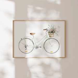 Art print | Bicycle Love | Poster bicycle pictures wall picture bicycle watercolor painting racing bike gift bicycle with flowers pictures