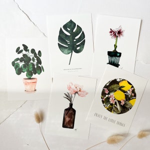 Conjunto de postales conjunto de postales flores de tarjetas florales | ilustraciones de flores en acuarela