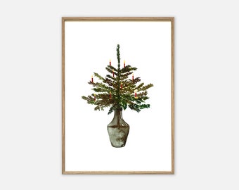 Poster Kunstdruck | Weihnachtsbaum | A4 A3 | Kunstdrucke Weihnachten Bilder Wandbild Aquarell Bilder Weihnachtsgeschenk Deko Weihnachten