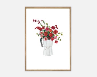 Kunstdruk | Espressoboeket | Koffie foto's koffie muurschildering bloemen poster koffie foto's keuken cadeau koffieliefhebber poster keuken