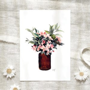 Postkarte Aquarell Blumen | Hydrangea Bouquet | Postkarte A6 Karte Botanische Postkarte Geburtstag Geburtstagskarte