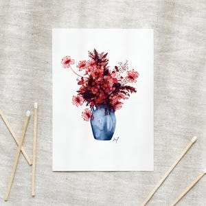 Fleurs d’aquarelle de carte postale | Bouquet d'automne | Carte postale A6 carte carte postale botanique anniversaire carte anniversaire