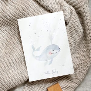 Carte postale de naissance A6 | baleine | Carte de naissance carte bébé carte cadeau naissance naissance bébé