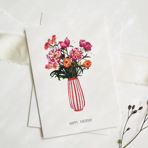 Geburtstagskarte Blumen | Pink Peonies | Glückwunschkarte Geburtstag Karte aquarell Gratulationskarte Geburtstagsgeschenk