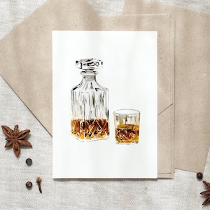 Postal | whisky | Postal A6 tarjeta postal cumpleaños tarjeta de cumpleaños tarjeta de cóctel de cumpleaños whisky