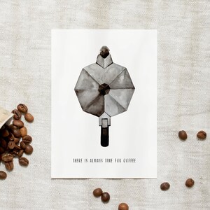 Carte postale | Toujours l'heure du café | Carte café aquarelle amateur de café carte anniversaire illustration florale aquarelle photo cuisine