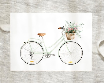 Postcard A6 | Bicycle Love | Card Bicycle Postcard Bicycle Gift Picture Bicycle Flower Card Card Flowers Birthday Card