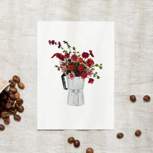 Postkarte | Espresso Bouquet | Karte Kaffee Aquarell Coffee Lover Geburtstagskarte Blumenillustration aquarell Bild Küche