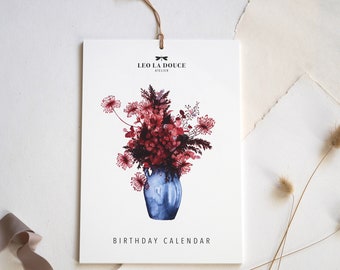 Birthday calendar A4 | Flower Love | Perpetual calendar perpetual calendar birthday calendar perpetual
