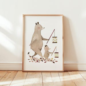 Pósteres | Desfile de Linternas de Osos | Imagen A4 y A3, póster para habitación de niños, póster de animales para habitación de niños, regalo para niño, regalo para niña, póster para niños