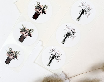 Aufkleber | Blumensträuße | Runde Geschenkaufkleber Geschenkanhänger Sticker für Geschenke