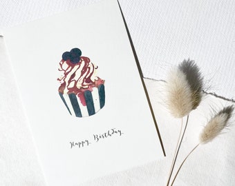 Postkarte Geburtstag | Cupcake Happy Birthday | Postkarte A6 Karte Geburtstag Geburtstagskarte schreiben Kerzen handgemalte Postkarte kaufen