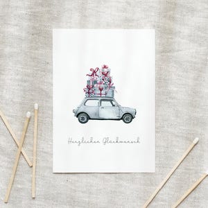 Anniversaire de carte postale | Voiture cadeau | Carte postale A6 carte anniversaire carte d'anniversaire écrire bougies acheter carte postale peinte à la main