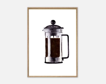 Kunstdruck | French Press | Kaffee Bilder Kaffee Wandbild Poster Kaffee Bilder Küche Geschenk Coffee-Lover Poster Küche