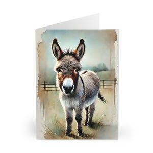 Cartes de voeux artistiques avec un âne (paquet de 5) - Ensemble de papeterie mignon pour amoureux des animaux, cartes vierges pour toutes les occasions, cartes de remerciement