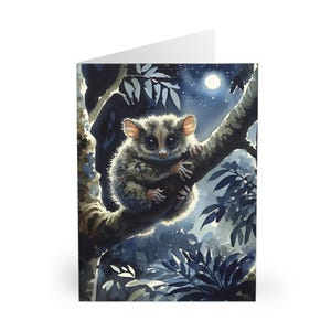 Aquarel BushBaby-ontwerpkaarten, 5 blanco verjaardagskaarten, cadeau natuurliefhebber, briefpapierset, notitiekaarten