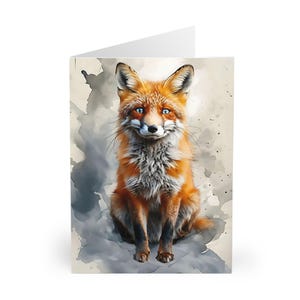 Watercolour Fox Cards, 5 Pack Birthday Notecards, Wildlife Animal Lover Gift Set, Greetings Cards for All Occasions