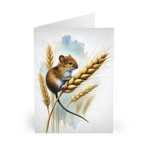 Motif souris aquarelle, lot de 5 cartes vierges, cadeau pour amoureux de la faune, cartes d'anniversaire, cartes de voeux
