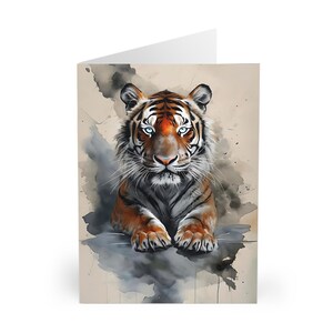 Lot de 5 cartes de voeux tigre, aquarelle animalier, lot de 5 pour les amateurs de grands félins - Cadeau pour les amateurs de nature