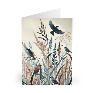 Cartes de voeux, ensemble de papeterie oiseaux et graminées, cartes de correspondance vierges nature, cartes de remerciement, cartes toutes occasions, lot de cartes, cadeau pour amoureux des oiseaux