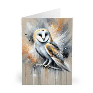 5 cartes d'art chouette effraie des cloches, cartes de correspondance vierges, cartes toutes occasions, cadeaux pour amoureux des oiseaux
