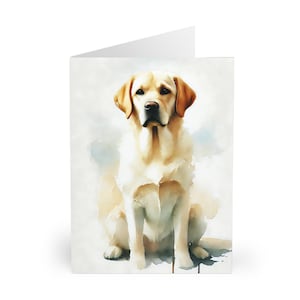 Labrador Watercolour Note Cards Pack of 5 - Birthday Card Set for Dog Lovers, Blank Cards for Notes, Yellow Lab Stationery