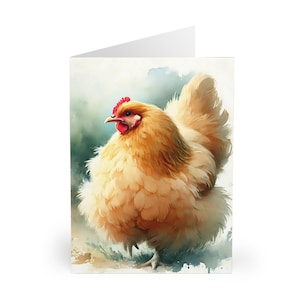 Buff Orpington Huhn Aquarell Karten, 5 leere Karten, Geburtstagskarten für Hühnerliebhaber und Tierliebhaber