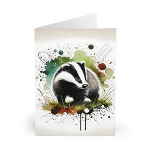 5 carte acquerello tasso, regalo per amanti della fauna selvatica, biglietti di compleanno vuoti, confezione da 5, set di cancelleria, biglietti di auguri, biglietti d'arte con animali