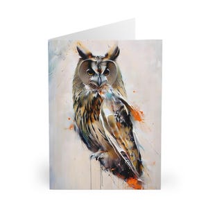 Gufo dalle orecchie lunghe, regalo per gli amanti degli uccelli, tutte le occasioni, confezione da 5 biglietti di auguri, biglietti di compleanno