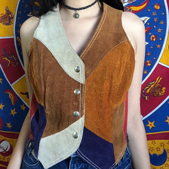 70s Suede Patchwork Vest