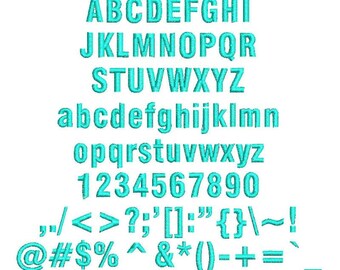 Swis721 BIKCn BT Machine Embroidery Font Alphabet Upper and Lower Case, Numbers, punctuation Font004