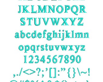 Times New Roman Machine Embroidery Font Alphabet Upper and Lower Case, Numbers, punctuation Font005