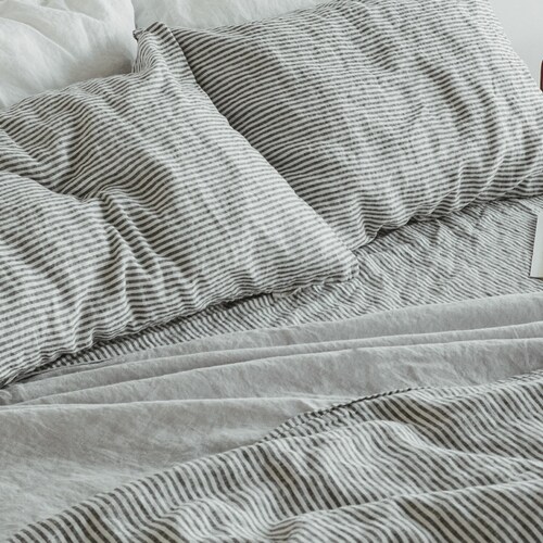 FRENCH LINEN DUVET Cover Queen King 3 Pcs Set Herringbone Etsy