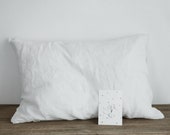 Linen pillowcase in White Standard, Full, Queen, King, Euro, Custom size Stonewashed european linen