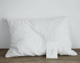 Linen pillowcase in White / Standard, Full, Queen, King, Euro, Custom size / Stonewashed european linen