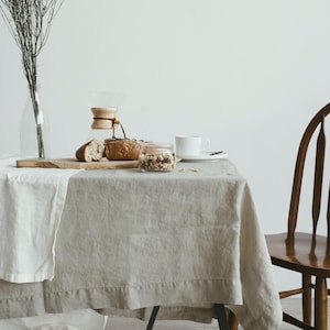 Linen tablecloth in Light Beige color /  Round, square, rectangular tablecloths / Stonewashed linen tablecloth / Table textile