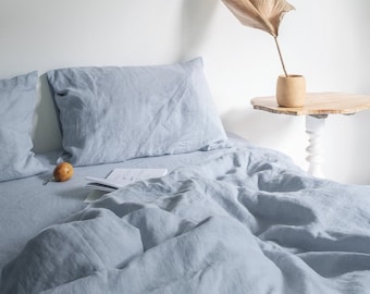 Blue Linen Bedding Etsy