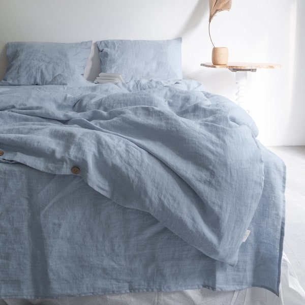 Linen Duvet Cover in Sky Blue / Stonewashed Linen Bedding / Soft Linen comforter / Twin, Full, Queen, King, Euro and custom sizes