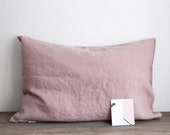 Linen pillowcase in Dusty Rose Standard, Full, Queen, King, Euro, Custom size Stonewashed european linen
