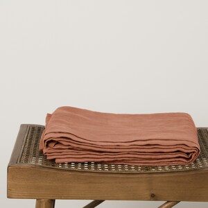 Linen flat sheet in Dark Orange / Twin, Full, Double, Queen, King, Euro, AU sizes / Stone Washed linen bedding