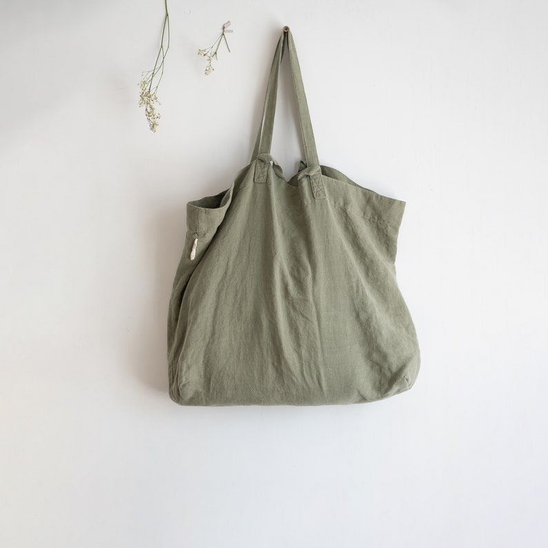 large linen tote bag