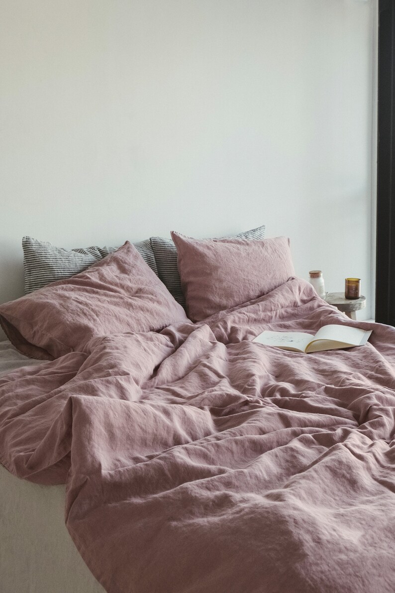 Linen Duvet Cover in Dusty Rose Pink / Stonewashed Linen Etsy