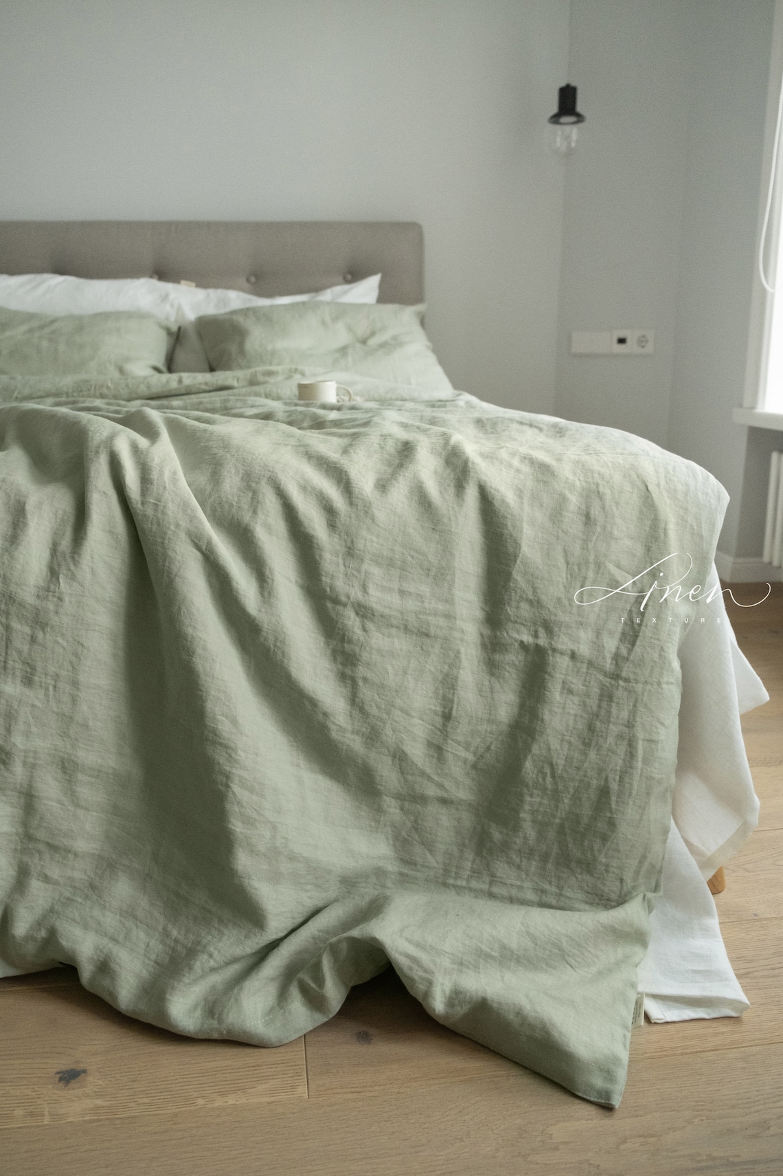 Linen Duvet Cover in Sage Green / Stonewashed Linen Bedding / Etsy