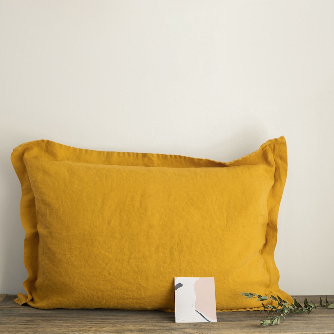 Linen Pillow Sham / Various Colors / Oxford Style Soft Pillowcase / Stone Washed Linen Bedding