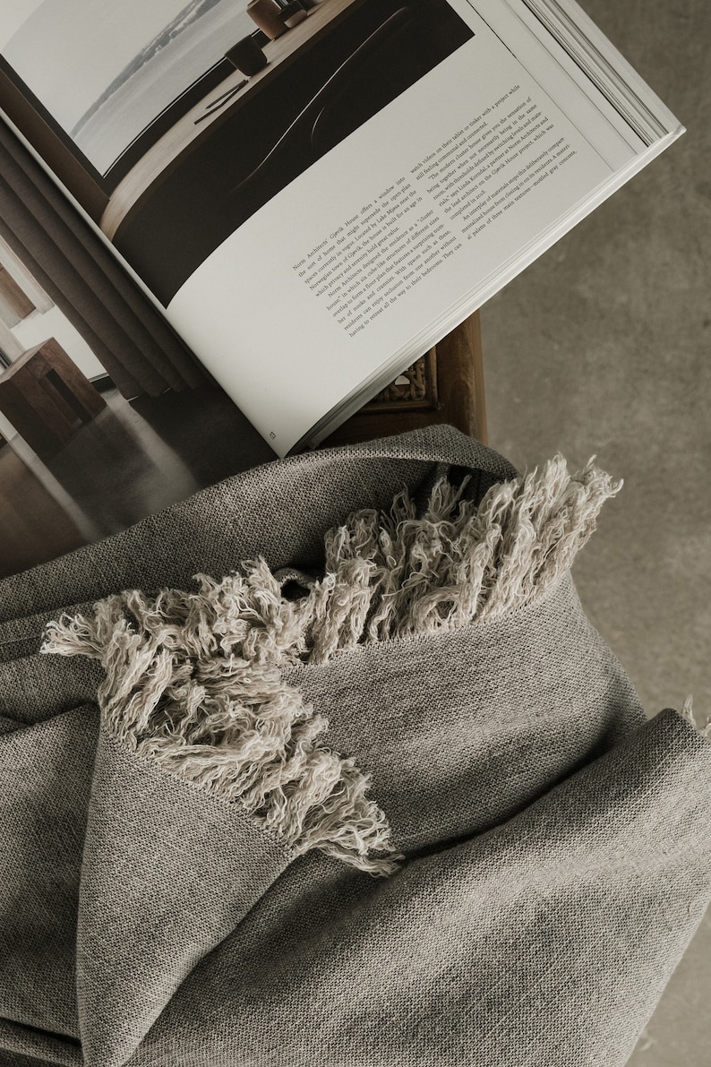 Grey Linen Throw Linen Throw Blanket Light Grey Throw Etsy