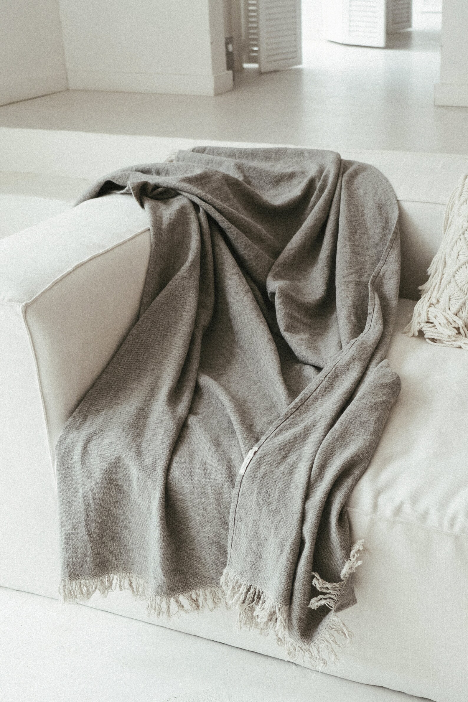 Grey Linen Throw Linen Throw Blanket Light Grey Throw Etsy