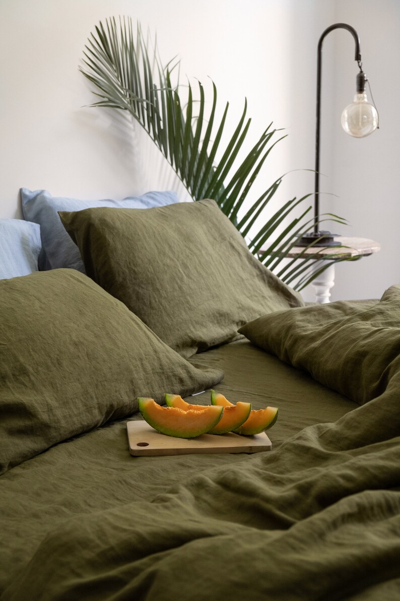 Linen Pillowcase in Olive Green / Stonewashed European Linen / Etsy